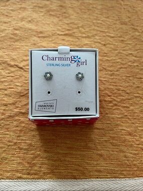 Sterling Silver Blue Floral Stud Earrings with Swarovski Elements